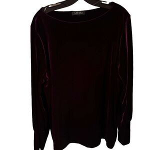 Lauren Ralph Lauren Velour Royal Purple Pullover Top Shirt Blouse size 3X